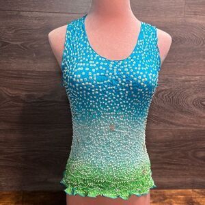 Chaudry KC Blue and Green Sequin Stretch Tank Top, Green/Blue. Size Medium. NWT!